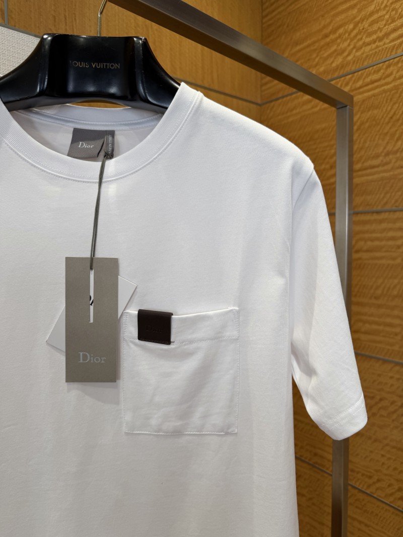 Dior Leather-Label Pocket Crew-Neck Short-Sleeve T-Shirt 2 3