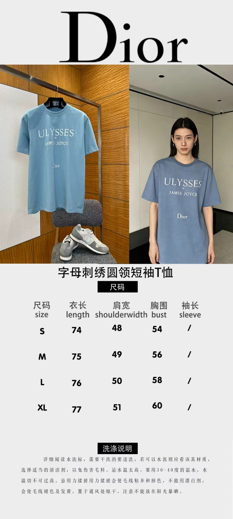 Dior Letter Embroidered Crew-Neck Short-Sleeve T-Shirt 9